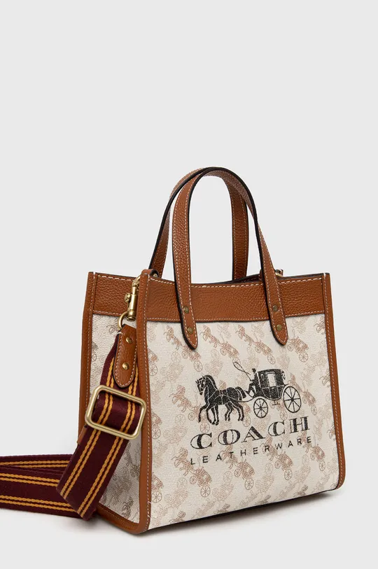 Kožená kabelka Coach béžová