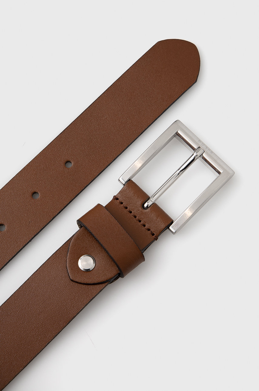Guess curea de piele maro auriu