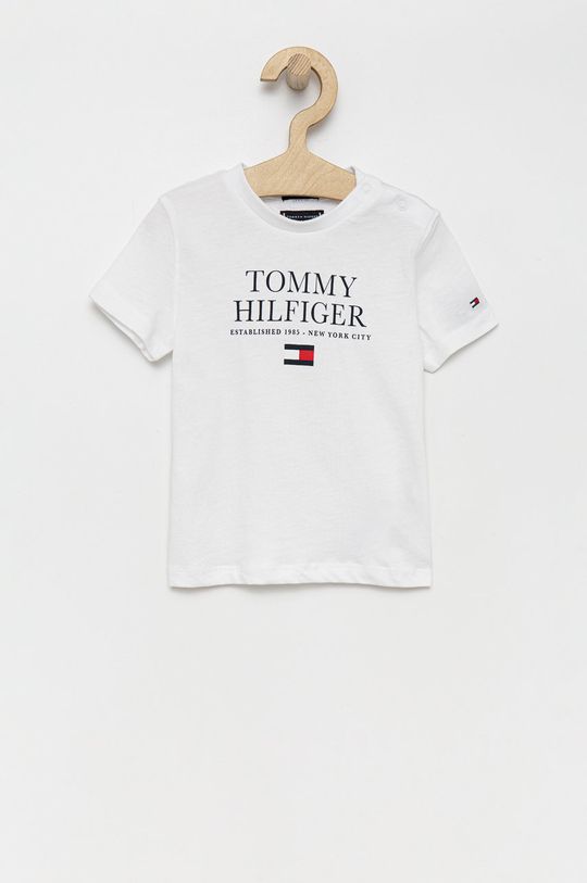 bílá Dětské bavlněné tričko Tommy Hilfiger Chlapecký