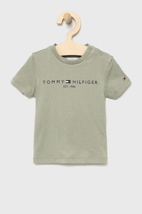 szary Tommy Hilfiger t-shirt bawełniany dziecięcy Chłopięcy