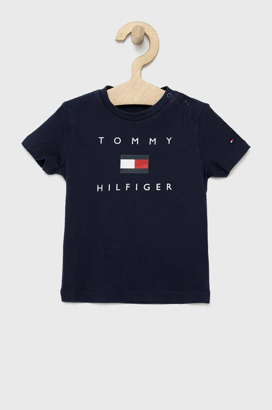 mornarsko modra Tommy Hilfiger bombažna otroška majica Fantovski