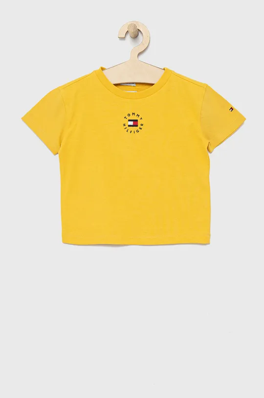 rumena Tommy Hilfiger bombažna otroška majica Fantovski