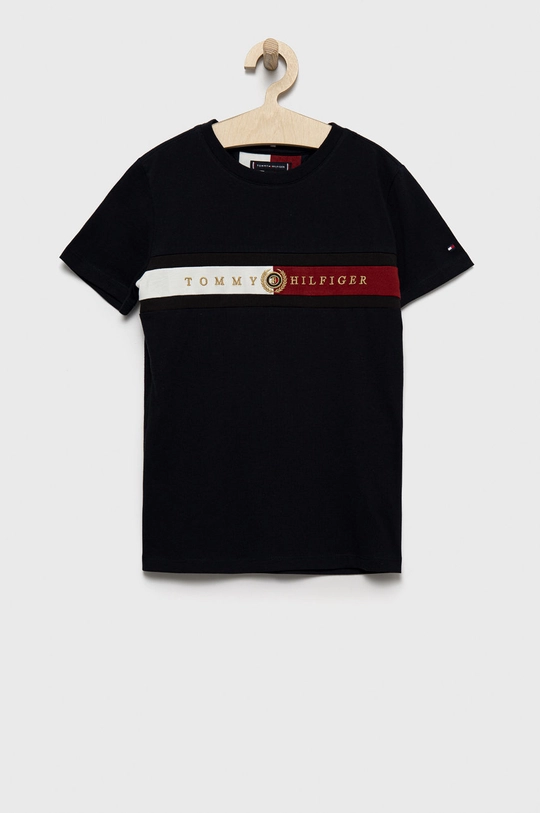 granatowy Tommy Hilfiger t-shirt bawełniany dziecięcy Chłopięcy