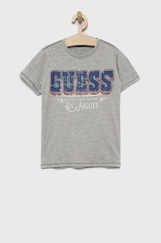 szary Guess T-shirt bawełniany dziecięcy Chłopięcy