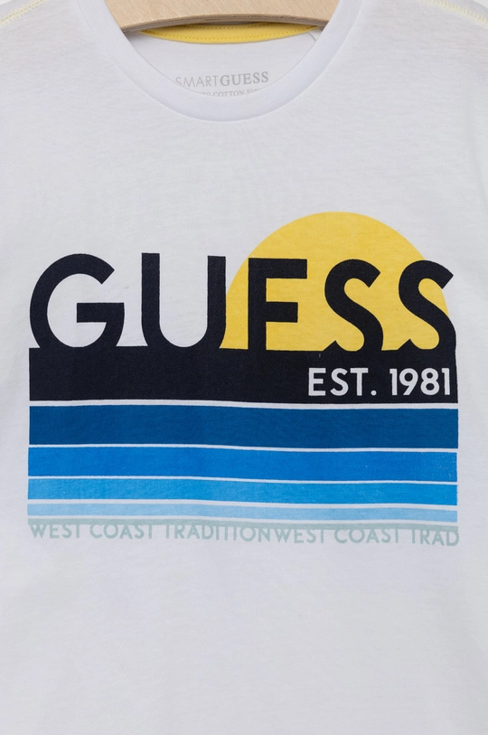 Guess T-shirt bawełniany dziecięcy 100 % Bawełna