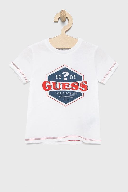 λευκό Παιδικό βαμβακερό μπλουζάκι Guess Για αγόρια