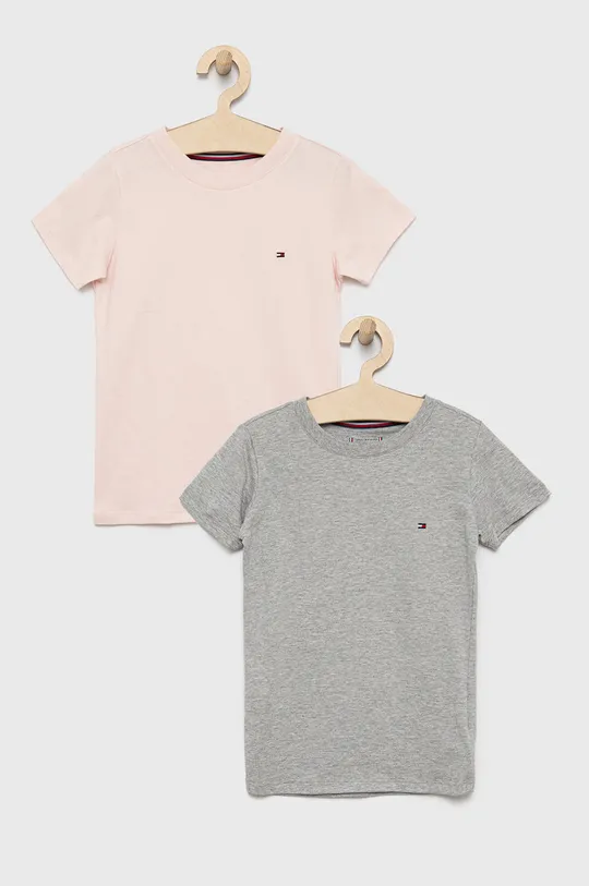 różowy Tommy Hilfiger t-shirt bawełniany dziecięcy (2-pack) Chłopięcy