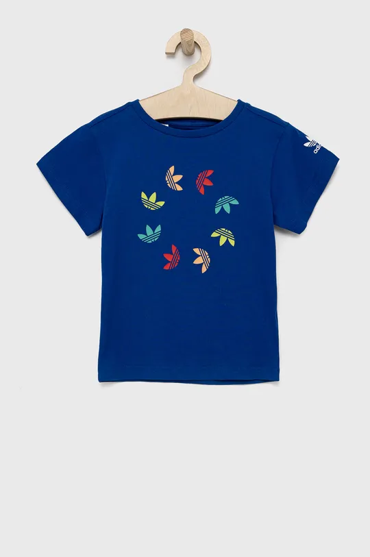 modrá Detské bavlnené tričko adidas Originals HE6838 Chlapčenský