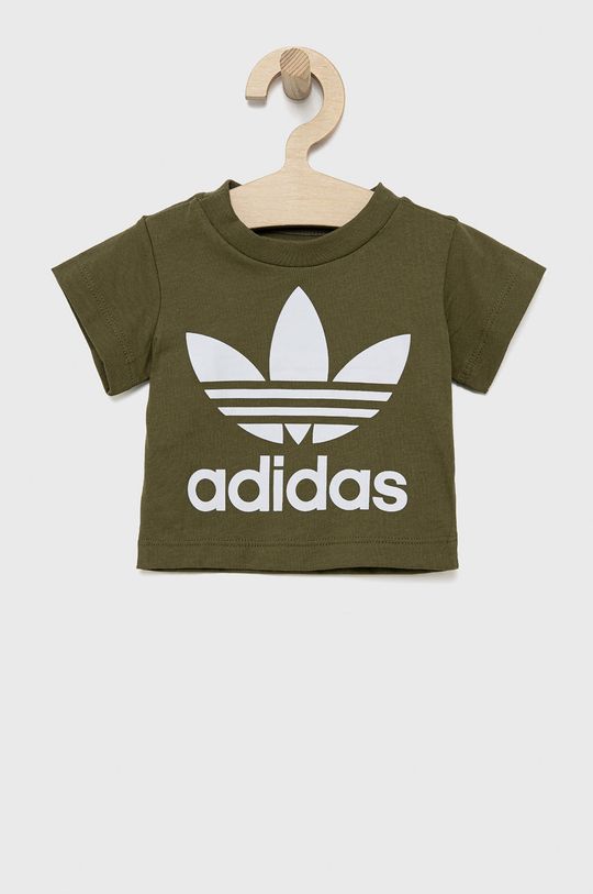 oliwkowy adidas Originals t-shirt bawełniany dziecięcy HE2191 Chłopięcy