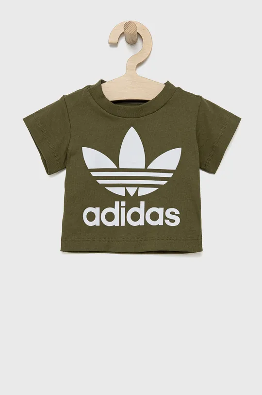 зелёный Детская хлопковая футболка adidas Originals HE2191 Для мальчиков