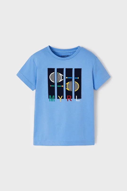 Mayoral T-shirt bawełniany dziecięcy niebieski