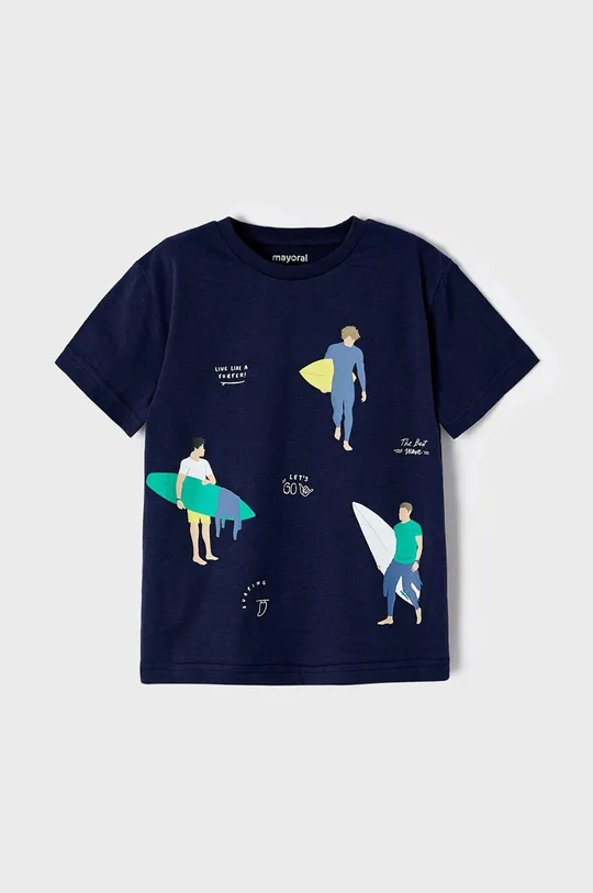 granatowy Mayoral T-shirt bawełniany dziecięcy Chłopięcy