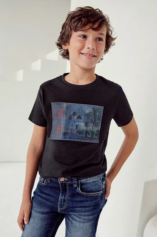 czarny Mayoral T-shirt bawełniany dziecięcy Chłopięcy