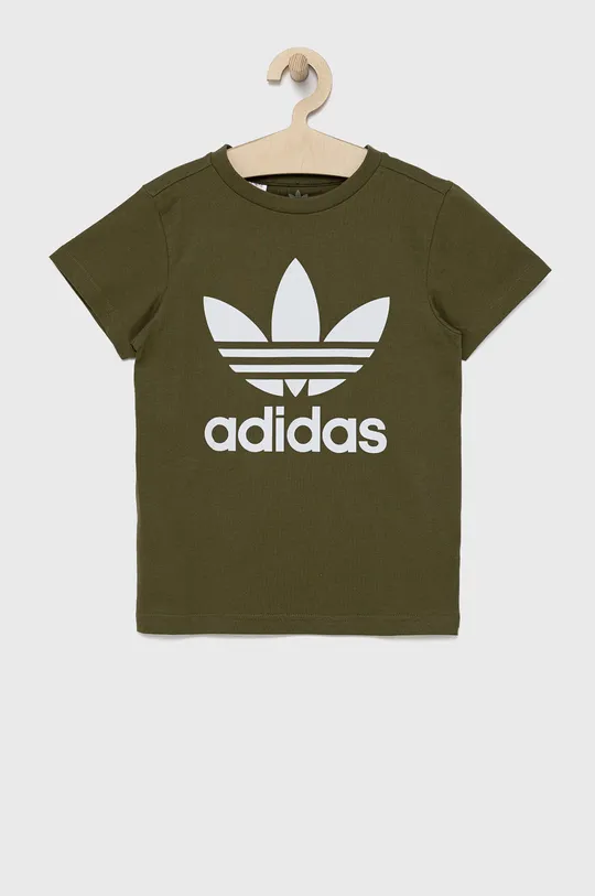 oliwkowy adidas Originals t-shirt bawełniany dziecięcy HD2005 Chłopięcy