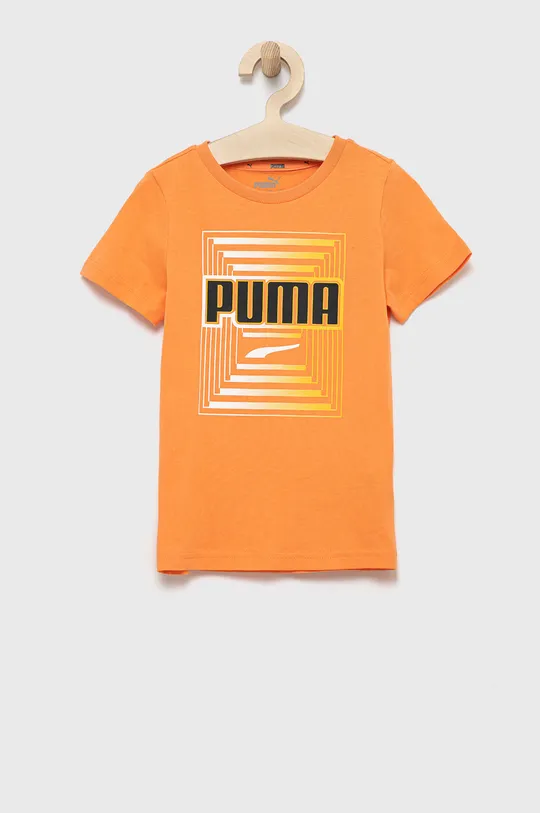 πορτοκαλί Παιδικό βαμβακερό μπλουζάκι Puma Για αγόρια