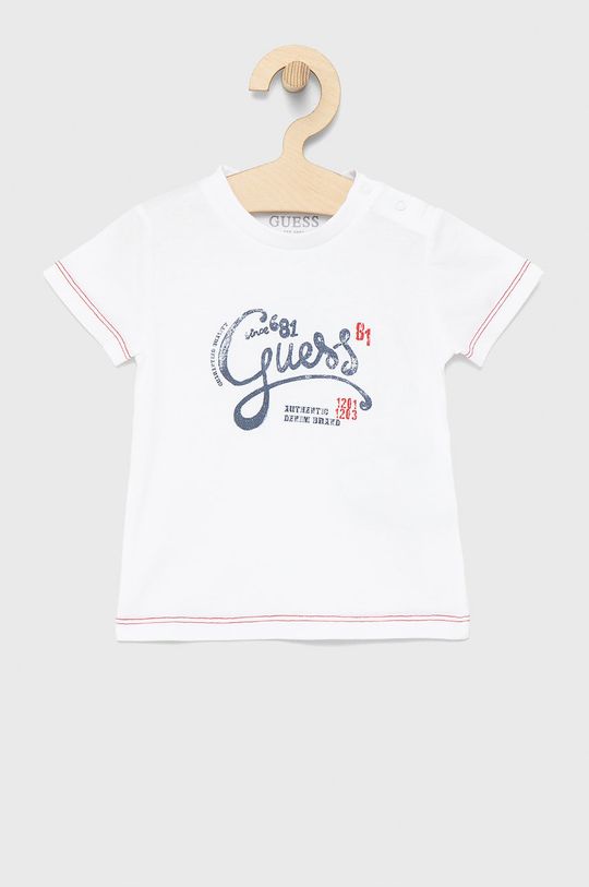 bílá Dětské bavlněné tričko Guess Chlapecký