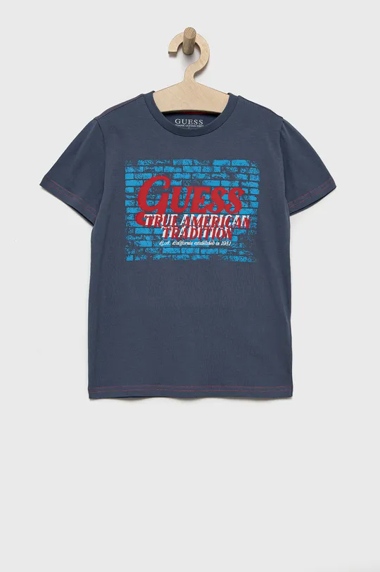 fioletowy Guess t-shirt bawełniany dziecięcy Chłopięcy