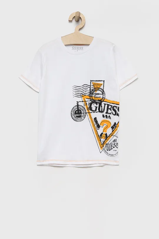 λευκό Guess Παιδικό βαμβακερό μπλουζάκι Για αγόρια