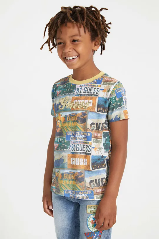 multicolor Guess t-shirt bawełniany dziecięcy Chłopięcy
