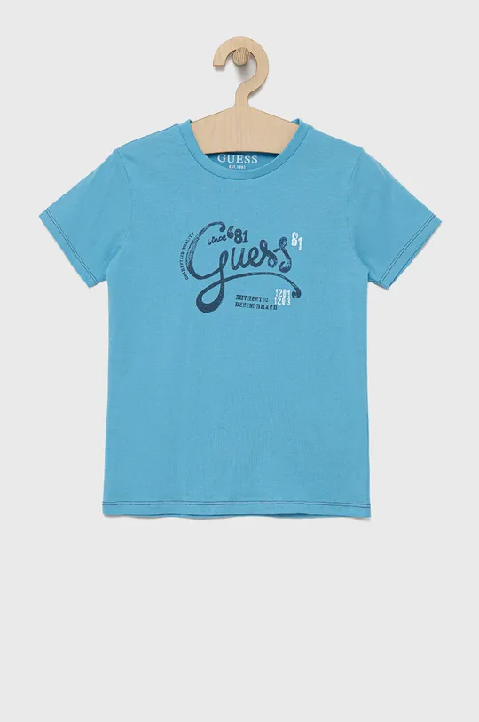tirkizna Dječja pamučna majica kratkih rukava Guess Za dječake