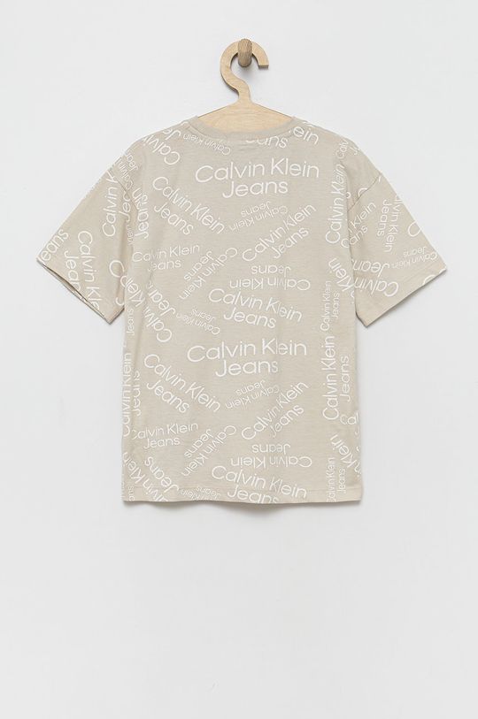 Dětské bavlněné tričko Calvin Klein Jeans písková