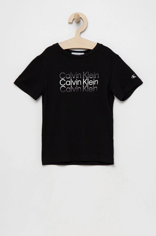 czarny Calvin Klein Jeans t-shirt bawełniany dziecięcy IB0IB01216.PPYY Chłopięcy