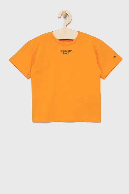 oranžová Dětské bavlněné tričko Calvin Klein Jeans Chlapecký