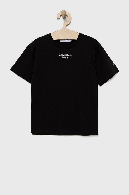 černá Dětské bavlněné tričko Calvin Klein Jeans Chlapecký
