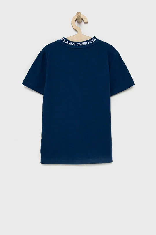 Детская хлопковая футболка Calvin Klein Jeans голубой