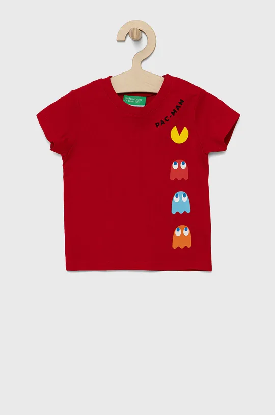 κόκκινο United Colors of Benetton - Παιδικό βαμβακερό μπλουζάκι x Pac-Man Για αγόρια