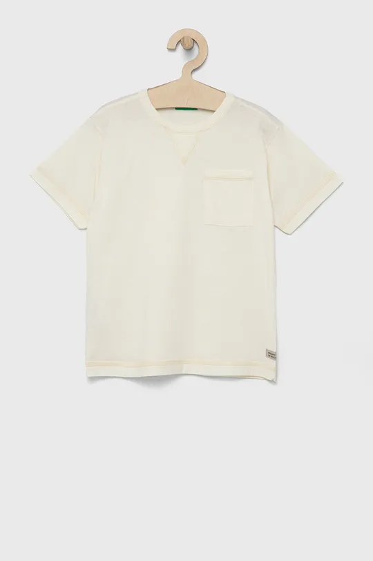 μπεζ United Colors of Benetton - Παιδικό βαμβακερό μπλουζάκι Για αγόρια