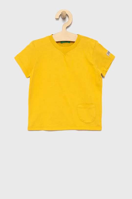 sárga United Colors of Benetton gyerek pamut póló Fiú