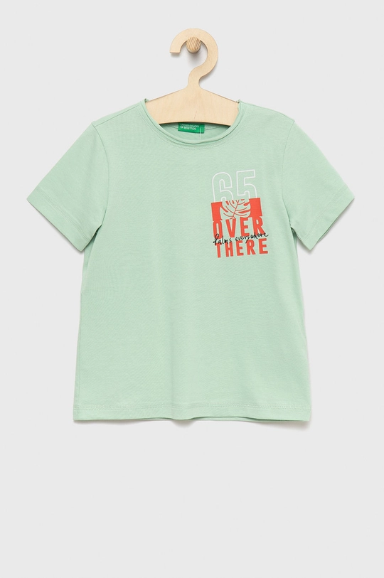 zielony United Colors of Benetton t-shirt bawełniany dziecięcy Chłopięcy