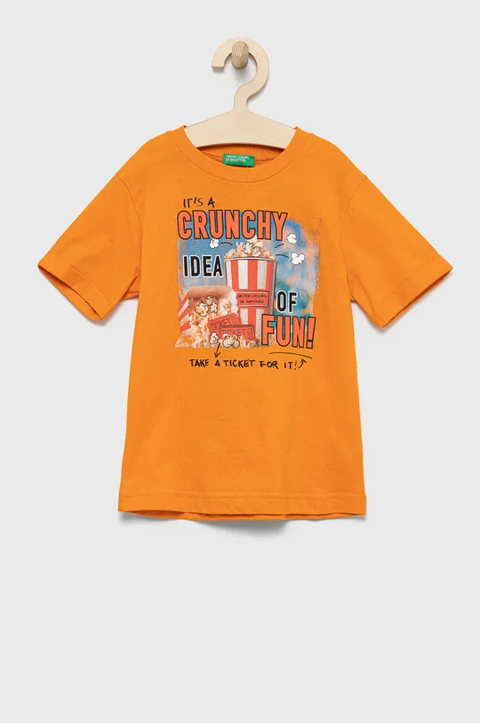 оранжевый Детская хлопковая футболка United Colors of Benetton Для мальчиков