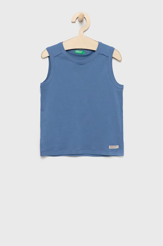 niebieski United Colors of Benetton t-shirt bawełniany Chłopięcy