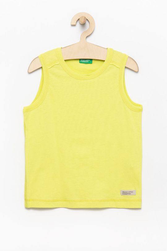 żółto - zielony United Colors of Benetton t-shirt bawełniany Chłopięcy