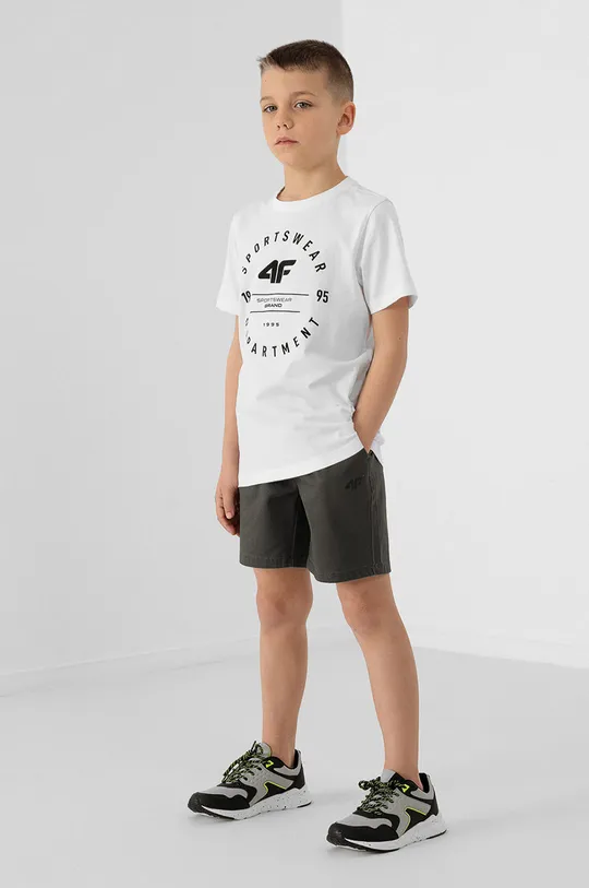 biały 4F t-shirt bawełniany dziecięcy Chłopięcy