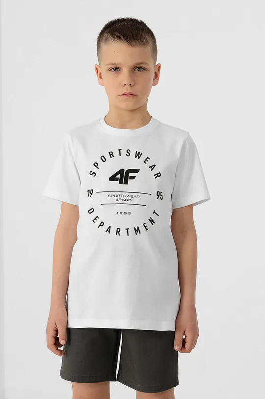 Παιδικό βαμβακερό μπλουζάκι 4F λευκό