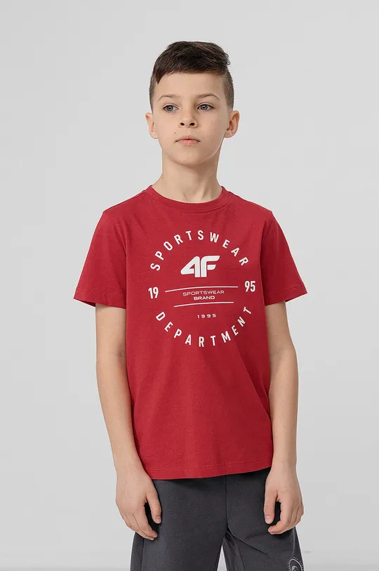 4F t-shirt bawełniany dziecięcy czerwony