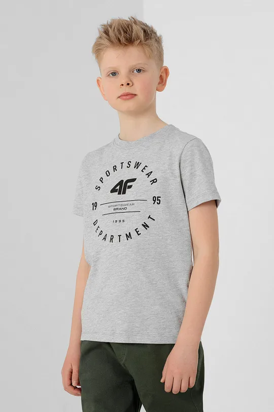 4F t-shirt bawełniany dziecięcy szary