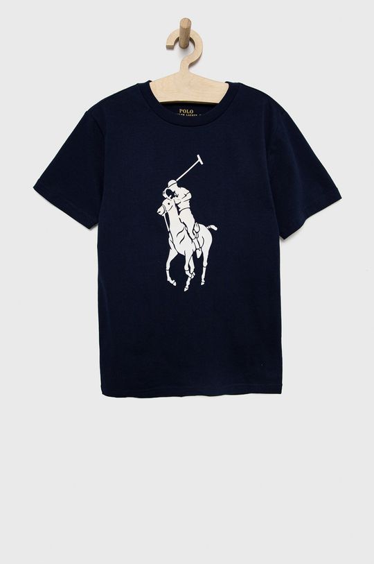 granatowy Polo Ralph Lauren t-shirt bawełniany dziecięcy 323865663001 Chłopięcy