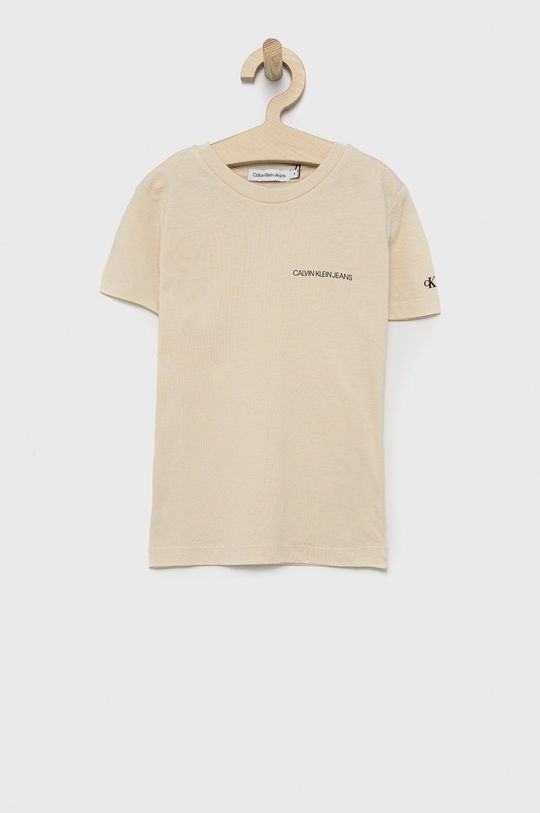 béžová Dětské bavlněné tričko Calvin Klein Jeans Chlapecký