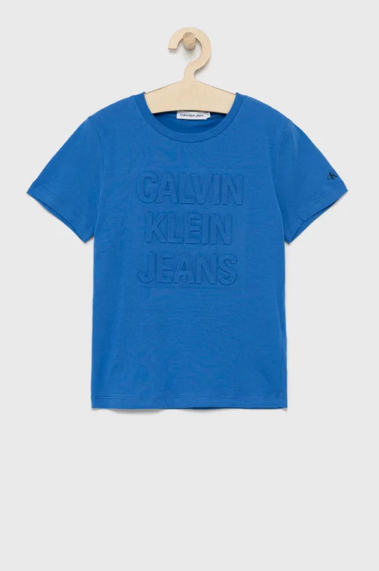 блакитний Дитяча бавовняна футболка Calvin Klein Jeans Для хлопчиків