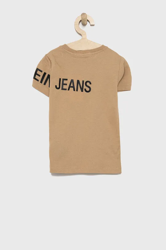 Calvin Klein Jeans - Παιδικό βαμβακερό μπλουζάκι μπεζ