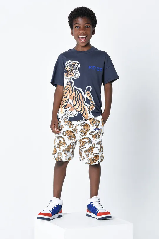 szary Kenzo Kids t-shirt bawełniany dziecięcy Chłopięcy