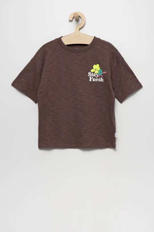 hnedá Detské bavlnené tričko GAP Chlapčenský
