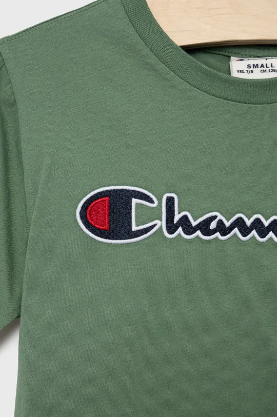 Παιδικό βαμβακερό μπλουζάκι Champion πράσινο