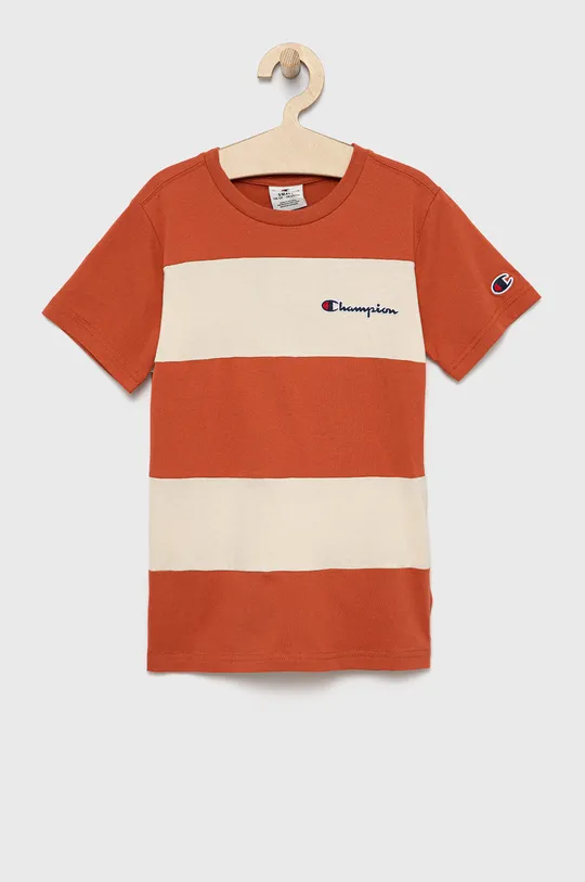oranžna Champion bombažna otroška majica Fantovski