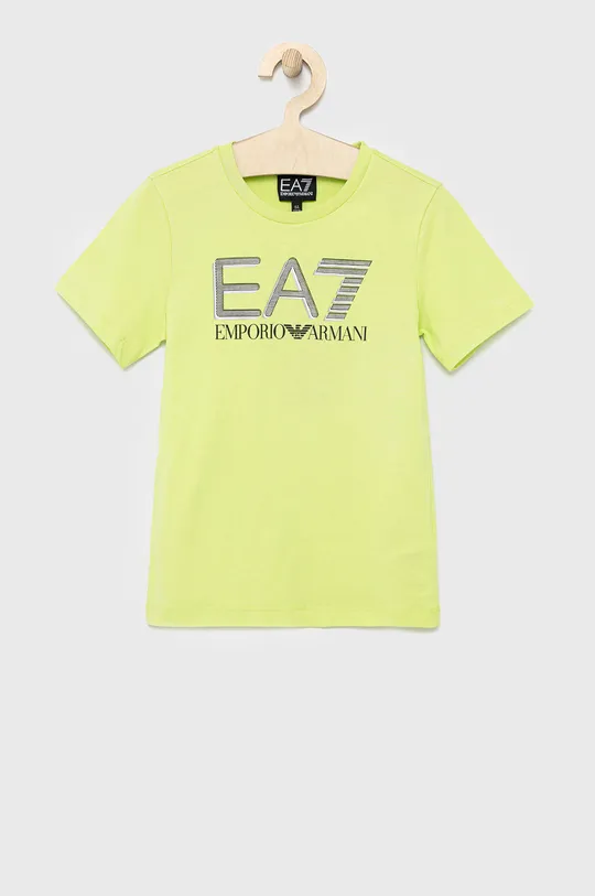 zielony EA7 Emporio Armani t-shirt bawełniany dziecięcy 3LBT53.BJ02Z Chłopięcy