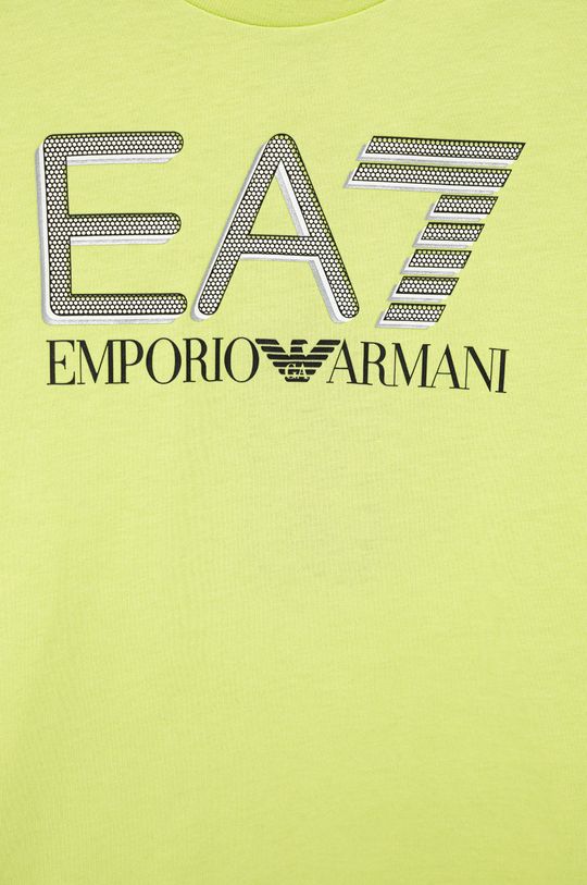 Dětské bavlněné tričko EA7 Emporio Armani světle zelená